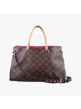 Louis Vuitton Pallas Monogram Brown Saffron Canvas Calfskin Handbag